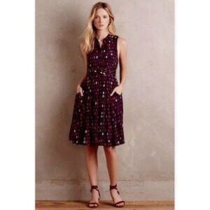 Anthropologie 11.1 Tylho Brynn Shirtdress In Navy/ Marin Red Career Size‎ Small